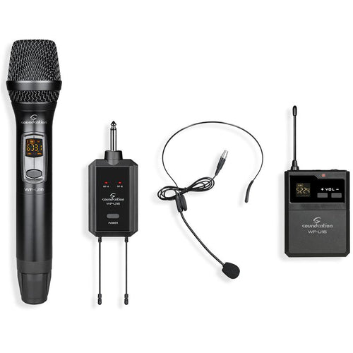 Soundsation Pocketmic U16HPA1 Sistema wireless compatto UHF doppio con 2x16 canali 1 Mic Palmare 1 Trasm Tascabile 52145496MHz
